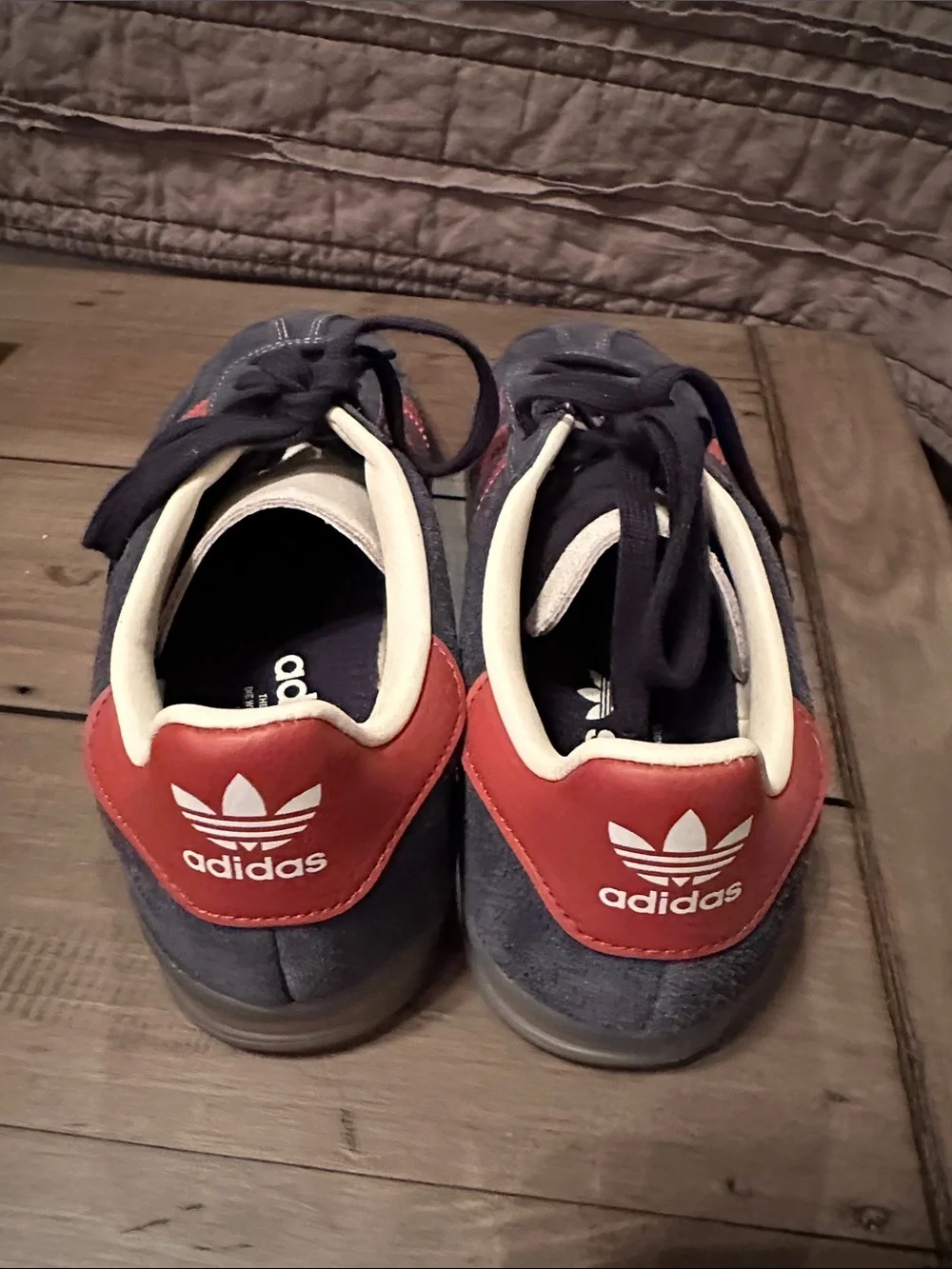 adidas Gazelle Navy Suede Sneakers with Red Stripes